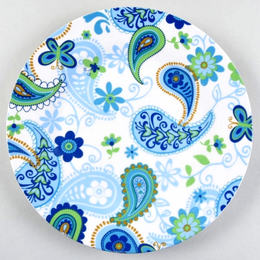 Royal Norfolk Blue & Green Paisley Pattern Dinner Plates. Lot of 11.